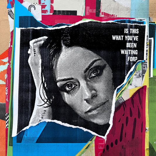 Black and white portrait of Amy Macdonald on vinyl record cover.