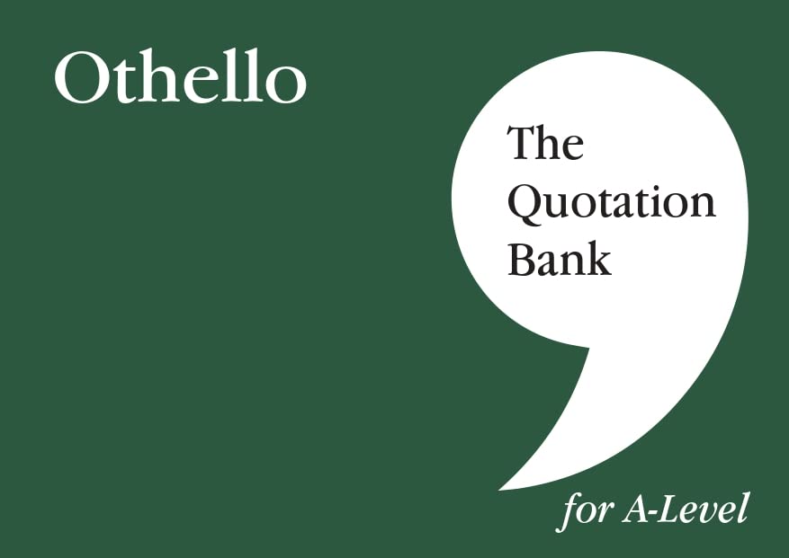 Green book cover titled Othello The Quotation Bank for A-Level with a speech bubble icon.