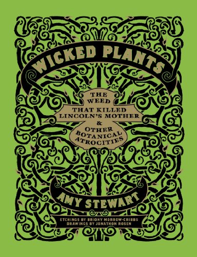Book cover for “Wicked Plants” with ornate black botanical illustrations.