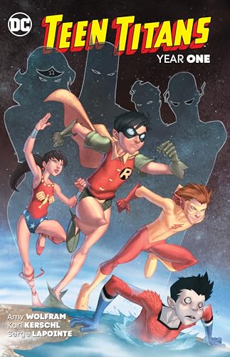 Cover of “Teen Titans: Year One” featuring four young superheroes in action.