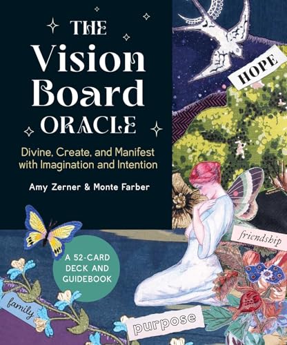 Vision Board Oracle card deck cover with collage imagery and text.