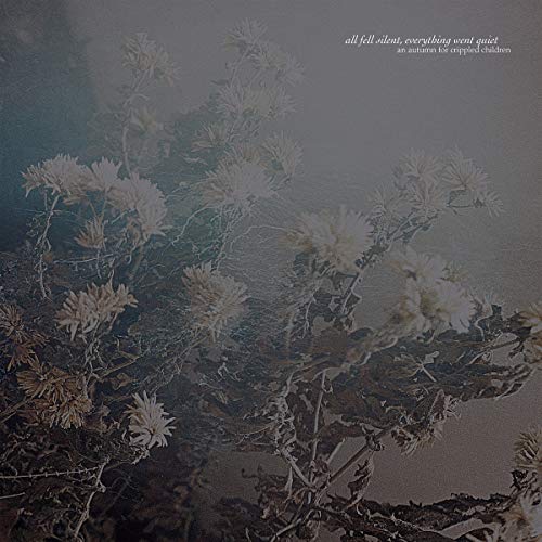 "Album cover with faded white flowers on dark stems against a muted gray background."
