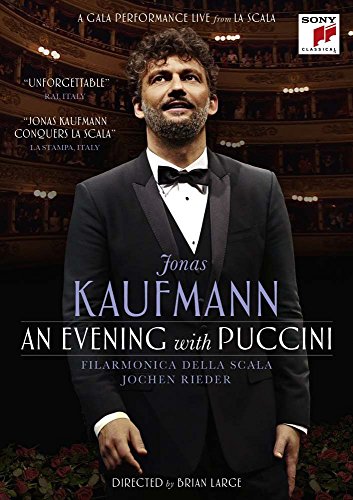 DVD cover featuring tenor Jonas Kaufmann in a tuxedo, performing Puccini.
