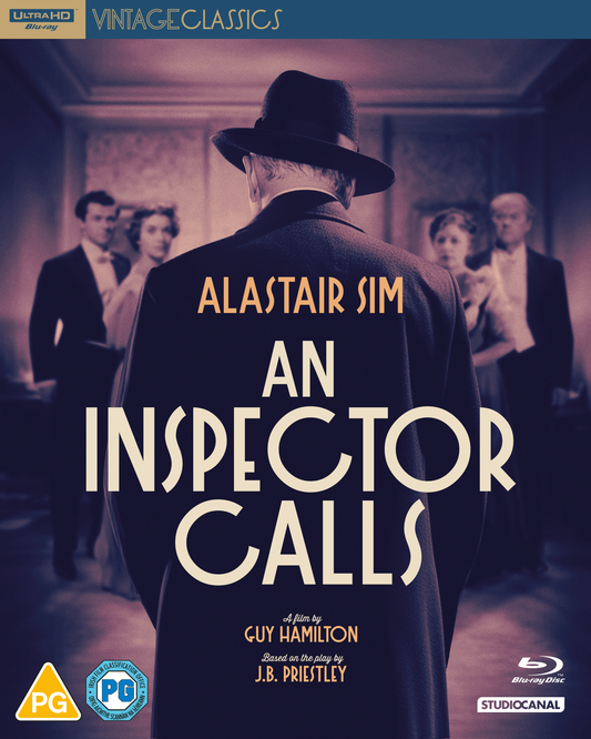 “An Inspector Calls” UHD Blu-ray cover featuring Alastair Sim in profile.