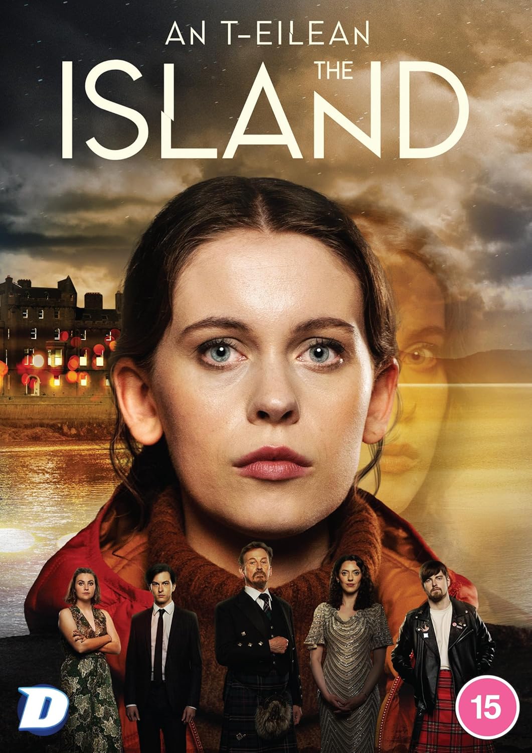 DVD cover for "An t-Eilean / The Island" featuring a woman’s face and cast below.