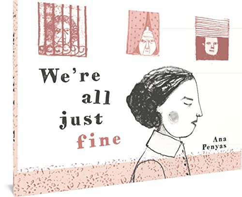 Book cover with a woman's profile and three small portraits in pink tones.