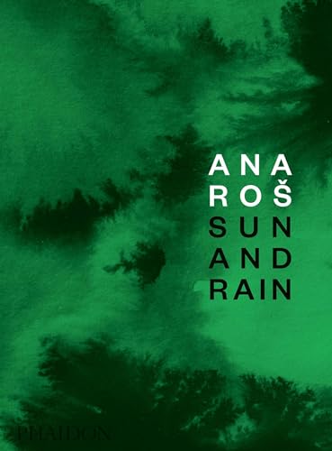Book cover with abstract green watercolor background and white text reading Ana Roš Sun and Rain.