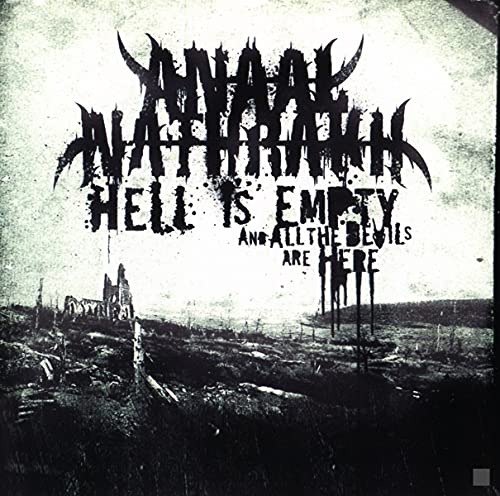 CD cover for Anaal Nathrakh's "Hell Is Empty," with a desolate landscape.