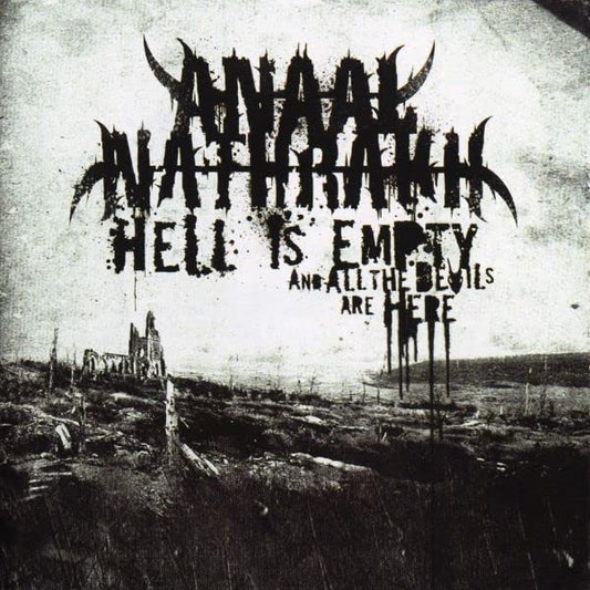 Black and white album cover with band name, title, and desolate landscape.