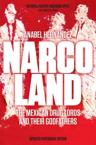 Book cover for Narcoland with white text on a red background and powder silhouettes.