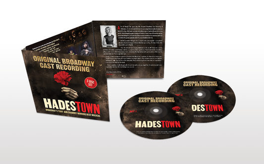 Hadestown original Broadway cast recording CD set with cover art and two discs.