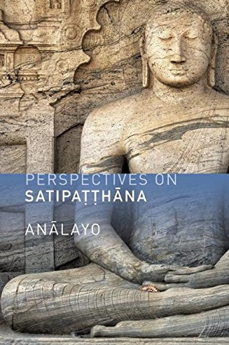 Book cover featuring a stone Buddha statue and title "Perspectives on Satipatthana".