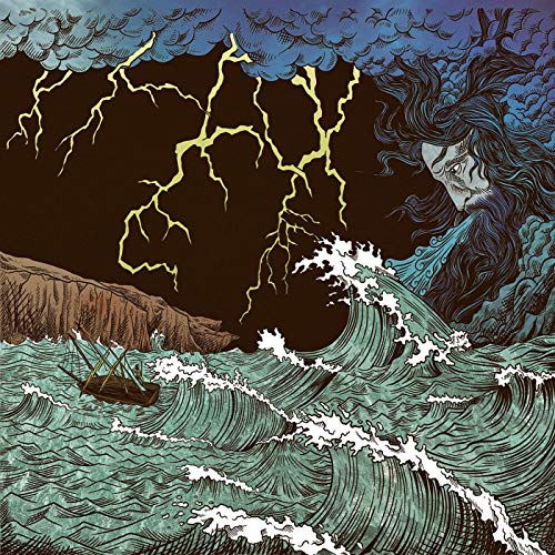CD cover: stormy seascape with a bearded face and lightning.