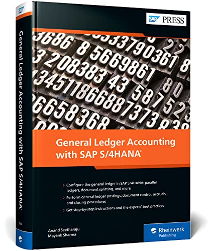 Book cover: “General Ledger Accounting with SAP S/4HANA” with number background.