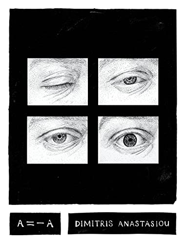 Black and white sketch of four human eyes arranged in a square.