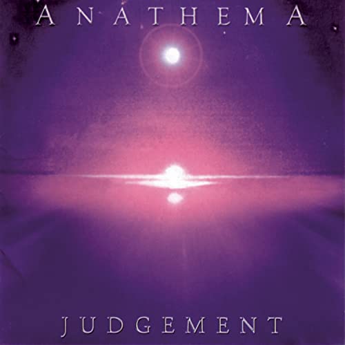 CD cover for Anathema’s “Judgement” with purple and pink light effects.