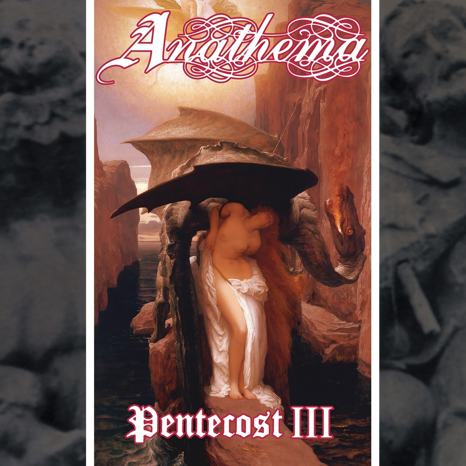 Anathema album cover: painting of a figure with an umbrella in a landscape.