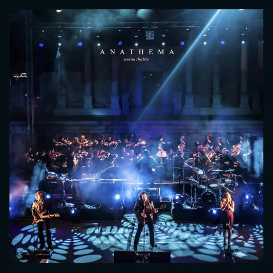 Anathema’s “Untouchable” vinyl cover: band performing on a stage with fog.