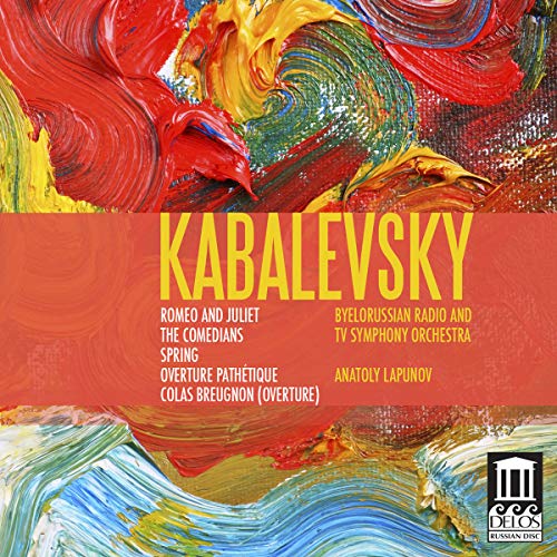 CD cover with abstract red and blue paint, text “Kabalevsky” and orchestra details.