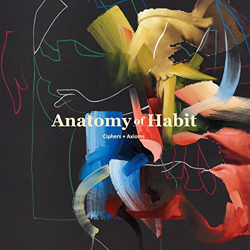 "Album cover with abstract, colorful design and white text on a black background."