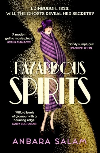 Book cover: “Hazardous Spirits” by Anbara Salam, featuring a woman in purple.