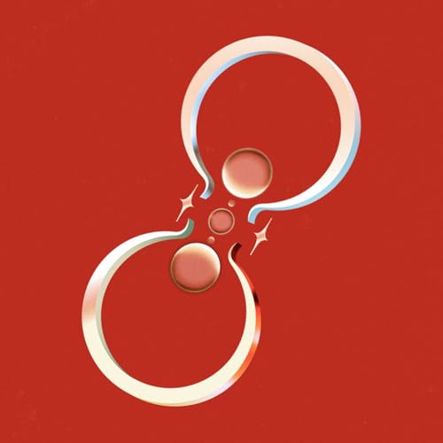 Red album cover with a silver infinity symbol and floating orbs.