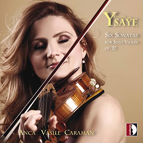Woman playing violin, album cover for Eugene Ysaye’s Six Sonatas.