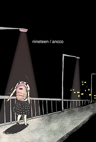 Book cover: person with backpack under streetlights at night.