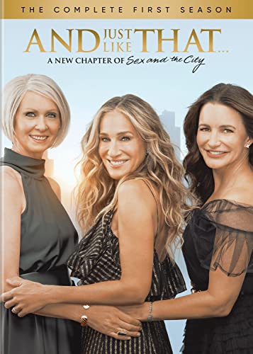 DVD cover featuring Carrie, Miranda, and Charlotte from “And Just Like That.”