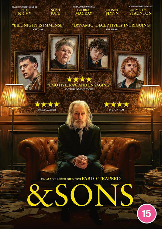DVD cover for "& Sons" featuring portraits and a man in a suit.
