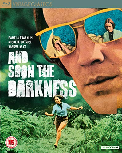 Blu-ray cover for "And Soon The Darkness" featuring a shadowed face and figures.