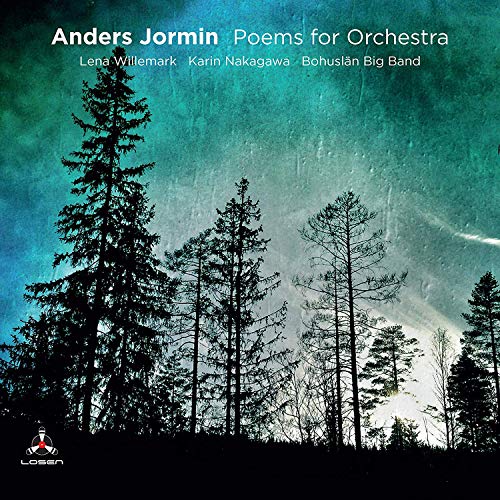 CD cover for "Poems for Orchestra" featuring silhouetted trees against a blue sky.
