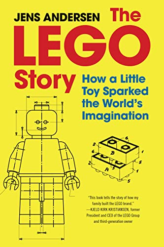 Book cover featuring LEGO minifigure blueprint on a yellow background.