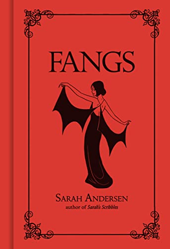 Book cover with a red background featuring a woman in a black dress.