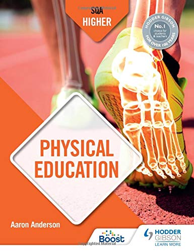 Textbook cover for SQA Higher Physical Education with foot anatomy illustration.