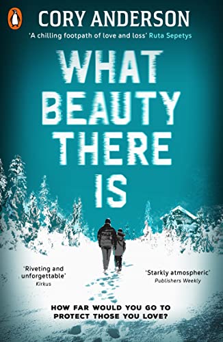 Book cover: "What Beauty There Is" with figures walking in snow.