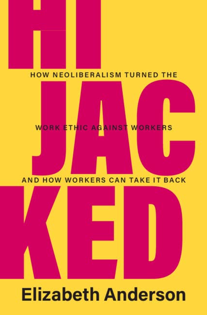 Book cover with bold pink text reading “Hijacked” and author Elizabeth Anderson.
