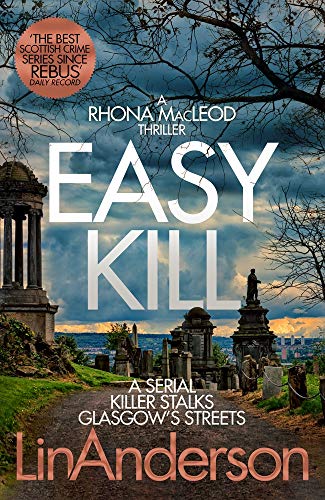 Book cover: "Easy Kill" with a cemetery and stormy sky backdrop.