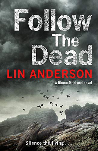 Book cover: stormy landscape with birds, title "Follow The Dead" in white and red.