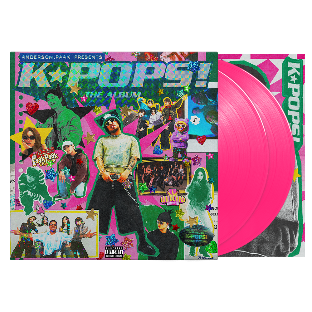 Pink vinyl LP of Anderson .Paak’s “K-POPS! The Album” with collage cover art.