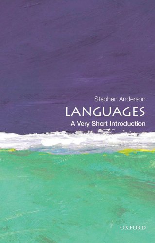 Book cover: "Languages" by Stephen Anderson, with abstract purple and green art.