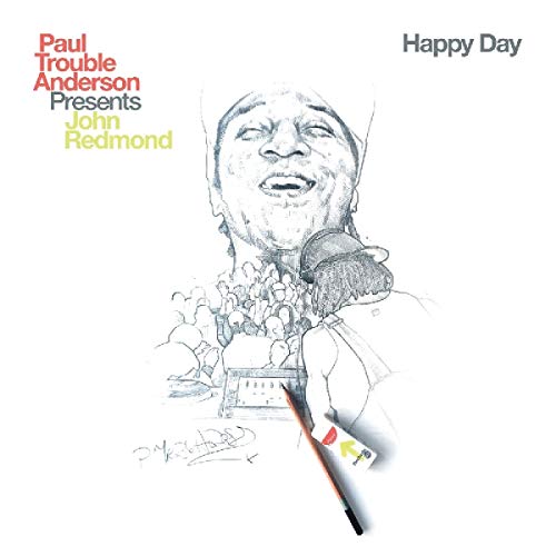 "Sketch of a man singing into a microphone, with vinyl record partially overlaid."