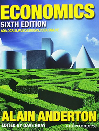 Textbook cover titled Economics Sixth Edition featuring geometric shapes above a green hedge maze.