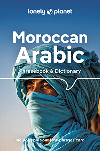 Lonely Planet Moroccan Arabic phrasebook cover featuring a person in a blue head wrap.