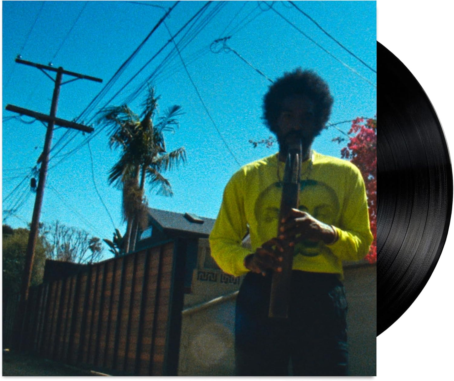 Andrè 3000 album cover featuring a man holding a flute outdoors.