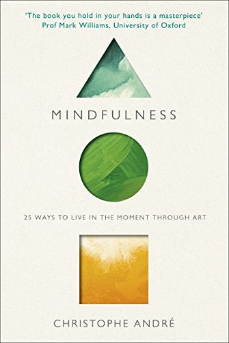 Book cover with "Mindfulness" title and abstract green and yellow shapes.