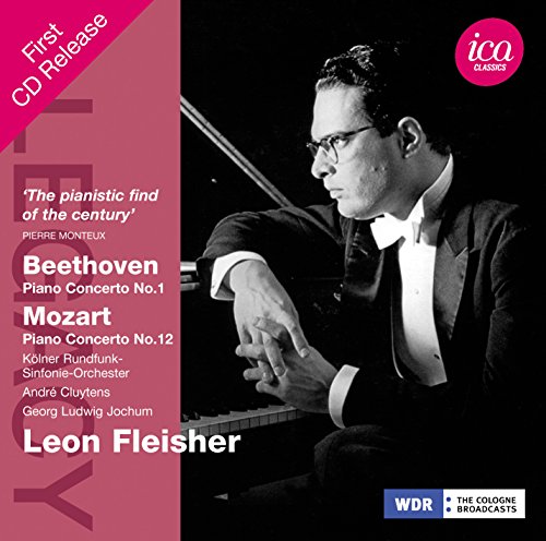 CD cover featuring a black-and-white photo of Leon Fleisher playing piano, with red accents.