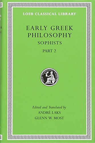 Green book cover with gold lettering: "Early Greek Philosophy, Sophists, Part 2.