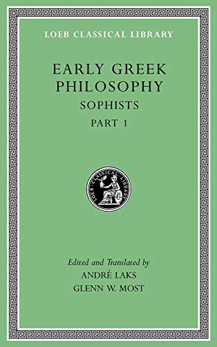 Green book cover with gold lettering: "Early Greek Philosophy, Sophists, Part 1".