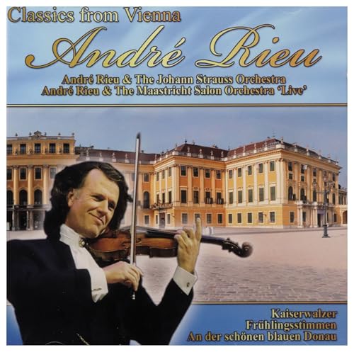 CD cover featuring André Rieu with violin and Schönbrunn Palace backdrop.